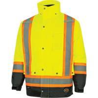 Parka de s&eacute;curit&eacute; d'hiver imperm&eacute;able 7-en-1 5057 Pioneer Yukon, Polyester, Noir/Jaune lime haute visibilit&eacute;, T-petit - Pioneer V1120260-XS