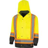 Parka de s&eacute;curit&eacute; d'hiver imperm&eacute;able 7-en-1 5057 Pioneer Yukon, Polyester, Noir/Jaune lime haute visibilit&eacute;, T-petit - Pioneer V1120260-XS