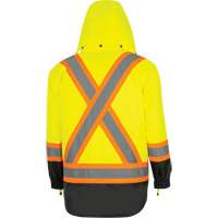 Parka de s&eacute;curit&eacute; d'hiver imperm&eacute;able 7-en-1 5057 Pioneer Yukon, Polyester, Noir/Jaune lime haute visibilit&eacute;, T-petit - Pioneer V1120260-XS