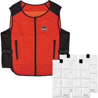 Chill-Its 6260 Lightweight Phase Change Cooling Vest with Rechargeable Packs, Small/Medium, Orange - Ergodyne 12009