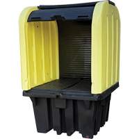 Palette anti-d&eacute;versement jaune &agrave; couvercle rigide roulant, 65" lo x 65" la x 101" h, Capacit&eacute; de charge 5000 lb - Enpac 4070-YE