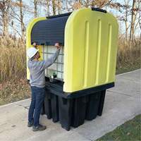 Palette anti-d&eacute;versement jaune &agrave; couvercle rigide roulant, 65" lo x 65" la x 101" h, Capacit&eacute; de charge 5000 lb - Enpac 4070-YE