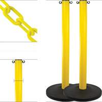 Industrial Stanchion Kit with Plastic Chain, 37" High, Yellow - Mr. Chain 71602-2