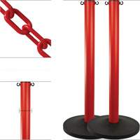 Industrial Stanchion Kit with Plastic Chain, 37" High, Red - Mr. Chain 71605-2