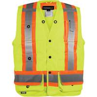 Veste haute visibilit&eacute; pour arpenteur, Orange haute visibilit&eacute;, Petit, Polyester - Barry & Boulerice 116522YLS