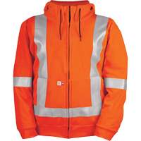 High-Visibility Wind Resistant Zip-Front Sweatshirt with DetachableHood, Men's, Small, High Visibility Orange, 27.7 cal/cm² - Big Bill RT27WP12-R-ORA-S