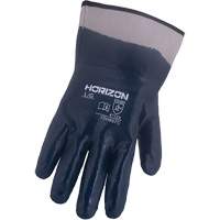 Horizon&reg; Navy Gloves with Pasted Cuffs, Medium, Nitrile Coating, Jersey/Cotton Shell - Barry & Boulerice 75H657CM