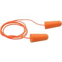 Bouchons d'oreilles coniques jetables en mousse de PU orange SEALTEC33, Vrac - Sac en poly, Avec cordon - Dentec 76005EPCRT