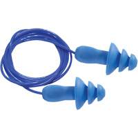 Bouchons d'oreilles r&eacute;utilisables bleus 100 % d&eacute;tectables par m&eacute;tal SEALTEC TipGrip, Avec cordon, Taille unique, Vrac - Boîte, NRR dB 26 dB - Dentec 76010EPCMD