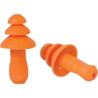 Bouchons d'oreilles r&eacute;utilisable &agrave; triple bride en TPR orange SEALTEC TipGrip, Sans cordon, Vrac - Boîte, 26 dB dB NRR, Taille unique - Dentec 76100EP