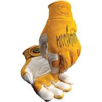 Gants de soudeur TIG/MIG de premi&egrave;re qualit&eacute; Caiman avec fermeture &agrave; boucles & crochets, Cuir de vache refendu, Taille Moyen - PIP Global Safety GP1828/M