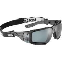 RUSH+ 2.0 XP M/L Safety Glasses with Black & Grey Frame, Smoke Lens, Anti-Fog/Anti-Scratch, ANSI Z87+ - Bollé Safety RUSXMN20E