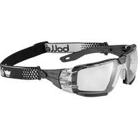 RUSH+ 2.0 XP Small Safety Glasses with Black & Grey Frame, Clear Lens, Anti-Fog/Anti-Scratch, ANSI Z87+ - Bollé Safety RUSXSN10E