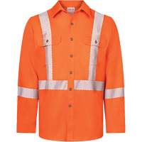 Chemise de travail haute visibilit&eacute; &agrave; bandes segment&eacute;es 7 oz de luxe Avenger, Style 652, Hommes, Petit, Orange - IFR Workwear ASO652-S