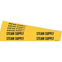 "Steam Supply" Pipe Markers, Self-Adhesive, 1-1/8" H x 7" W, Black on Yellow - Brady 7272-4-PK
