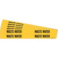 Marqueurs de tuyau Waste Water, Autocollant, 1-1/8" h x 7" la, Noir sur jaune - Brady 7302-4-PK