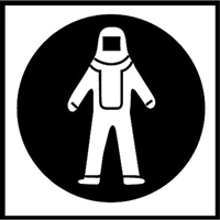 Right to Know Pictogram Labels - Full Protection Suit, Vinyl, Sheet, 5/8" L x 3/4" W - Brady 58565