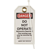 Lockout Tags, Plastic, 3" W x 5-1/2" H, English - Brady 65521
