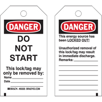 Lockout Tags, Plastic, 3" W x 5-1/2" H, English - Brady 65505