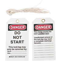 Lockout Tags, Plastic, 3" W x 5-3/4" H, English - Brady 66057