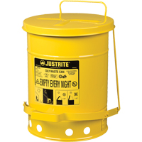 Oily Waste Cans, FM Approved/UL Listed, 6 US Gal., Yellow - Justrite 9101
