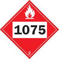 1075 Liquefied Petroleum Flammable Gas TDG Placard, Plastic - Brady 09092R1075