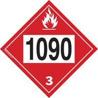 Plaque-&eacute;tiquette TMD 1090 pour liquide inflammable ac&eacute;tone, Plastique - Brady 09095R 1090