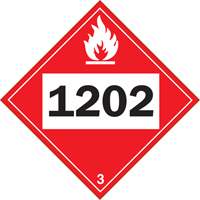 1202 Fuel Oil Flammable Liquid TDG Placard, Adhesive Vinyl - Brady 09082R1202