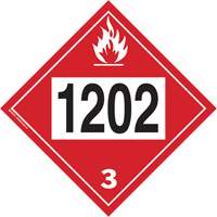 Plaque-&eacute;tiquette TMD 1202 pour liquide inflammable huile combustible, Plastique - Brady 09095R 1202