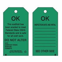 Scaffold Safety Tags, Paper, 3" W x 5-3/4" H, English - Brady 86682