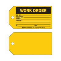 "Work Order" Tag, Paper, 5-3/4" W x 3" H, English - Brady 86742
