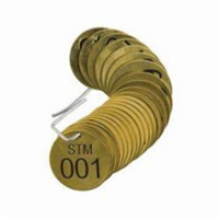 &eacute;tiquettes num&eacute;rot&eacute;es pour vannes STM, # 001-025, Laiton, 1,5" dia. - Brady 23496