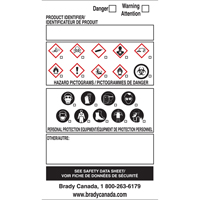 OTS WHMIS Labels, Vinyl, Sheet, 5" L x 5" W - Brady 08657