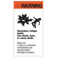 Enseigne Warning Hazardous Voltage, 8" x 4-1/2", Acrylique, Anglais avec pictogramme - Brady 46346