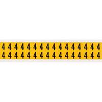Individual Number and Letter Labels, 4, 5/8" H, Black on Yellow - Brady 1520-4
