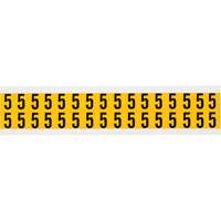 Individual Number and Letter Labels, 5, 5/8" H, Black on Yellow - Brady 1520-5