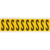 Individual Number & Letter Labels, S, 2" H, Black on Yellow - Brady 1534-S