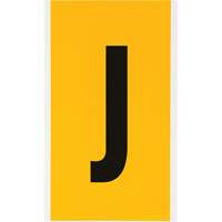 &eacute;tiquette de lettre et chiffre individuel, J, 6" h, Noir sur jaune - Brady 1570-J