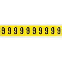 &eacute;tiquettes de lettres et chiffres individuels repositionnables, 9, 1" h, Noir sur jaune - Brady 3430-9