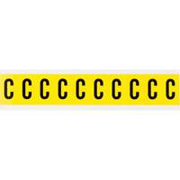 Repositionable Individual Number and Letter Labels, C, 1" H, Black on Yellow - Brady 3430-C