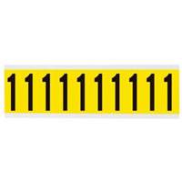Repositionable Individual Number and Letter Labels, 1, 2" H, Black on Yellow - Brady 3440-1