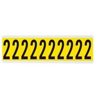 Repositionable Individual Number and Letter Labels, 2, 2" H, Black on Yellow - Brady 3440-2