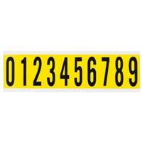 Repositionable Individual Number and Letter Labels Set, 0 to 9, 2" H, Black on Yellow - Brady 34410