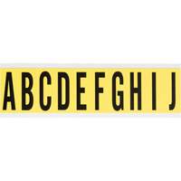 Repositionable Individual Number and Letter Labels, A/B/C/D/E/F/G/H/I/J, 2" H, Black on Yellow - Brady 34440