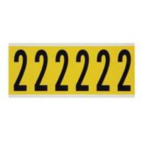 Repositionable Individual Number and Letter Labels, 2, 3" H, Black on Yellow - Brady 3450-2