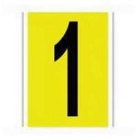 &eacute;tiquettes de lettres et chiffres individuels repositionnables, 1, 6" h, Noir sur jaune - Brady 3470-1