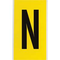 Repositionable Individual Number & Letter Label, N, 6" H, Black on Yellow - Brady 3470-N