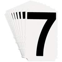&eacute;tiquettes de lettres et chiffres gothiques individuels Quick-Align, 7, 4" h, Noir sur blanc - Brady 5140P-7