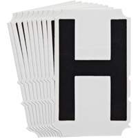 &eacute;tiquettes de lettres et chiffres gothiques individuels Quick-Align, H, 4" h, Noir - Brady 5140P-H
