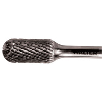 Double Cut Cylindrical Round Nose Carbide Burr, 1/2" Dia., 1" Depth of Cut - Walter Surface Technologies 01V008